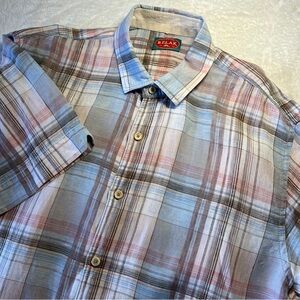 Tommy Bahama Relax Shirt Men Sz XL Blue Plaid 100% Linen see pics
